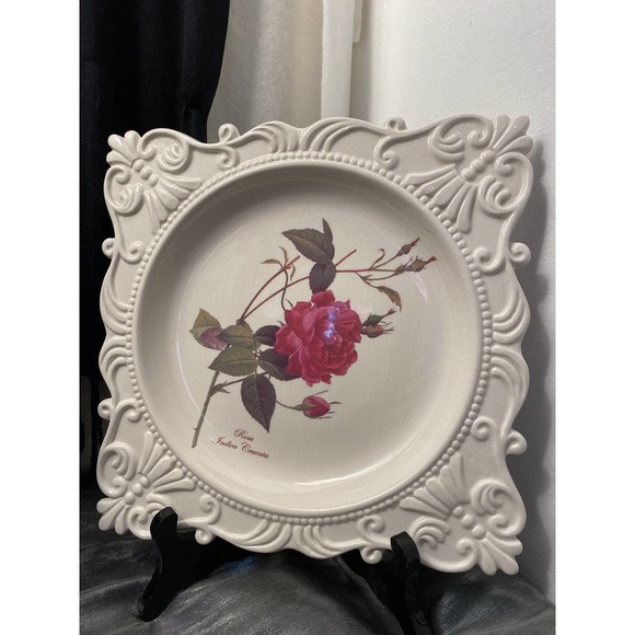 Set of Three Redoute Roses Collection Square Plates by Baum Bros. formalities - Picture 7 of 16